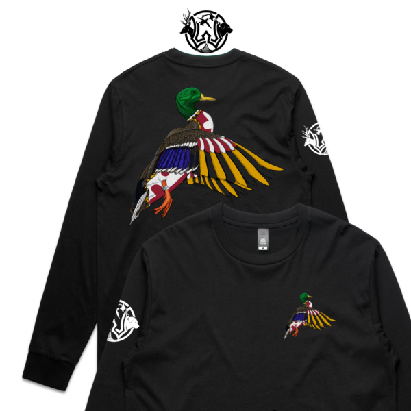 long sleeve banded mallard maryland mallard taking flight