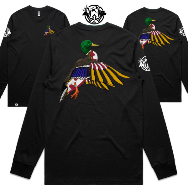 long sleeve banded mallard maryland mallard taking flight