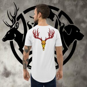 nm mule deer men's curved hem t shirt