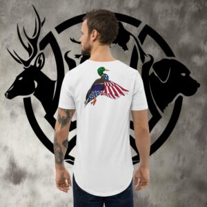 usa duck mallard men's curved hem t shirt