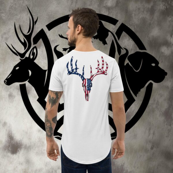 usa whitetail men's curved hem t shirt