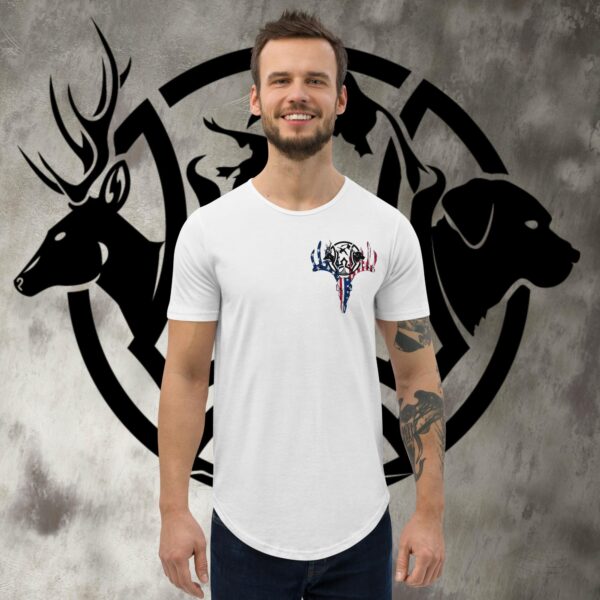 usa whitetail men's curved hem t shirt