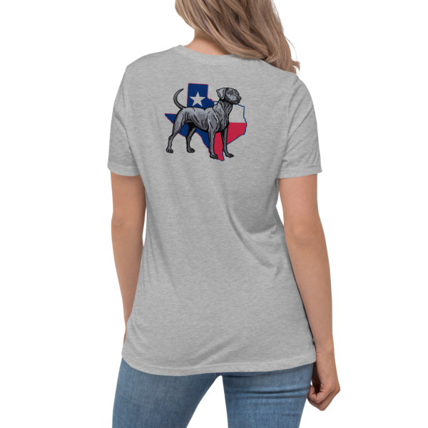 tx blue lacey dog women's relaxed t shirt