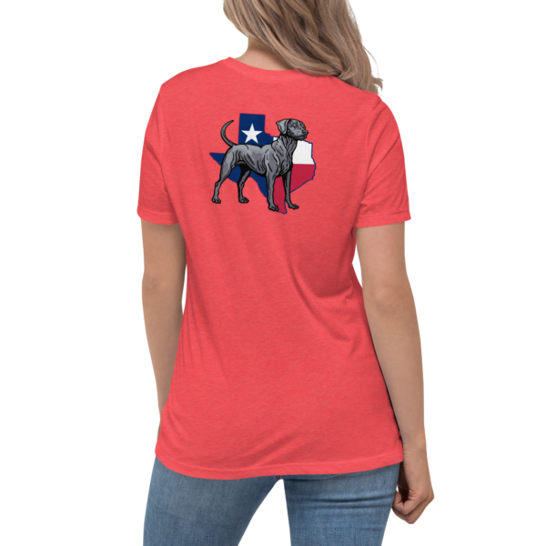 tx blue lacey dog women's relaxed t shirt