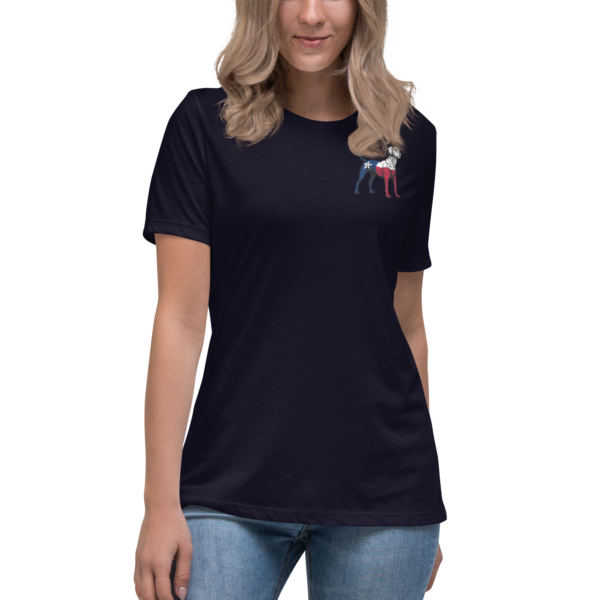 tx blue lacey dog women's relaxed t shirt