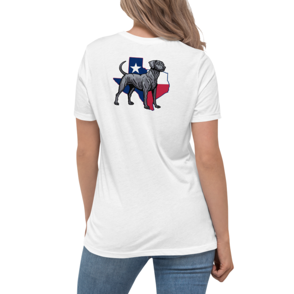 tx blue lacey dog women's relaxed t shirt