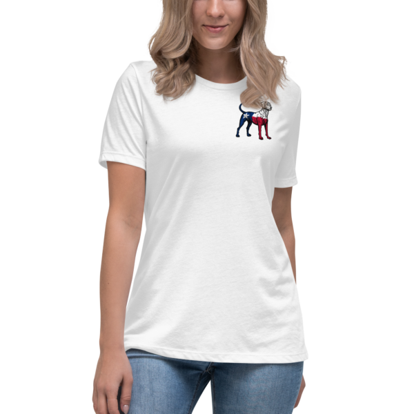 tx blue lacey dog women's relaxed t shirt