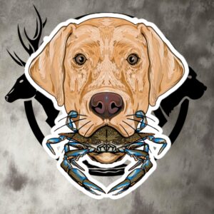 md lab crab (yellow lab) bubble free stickers