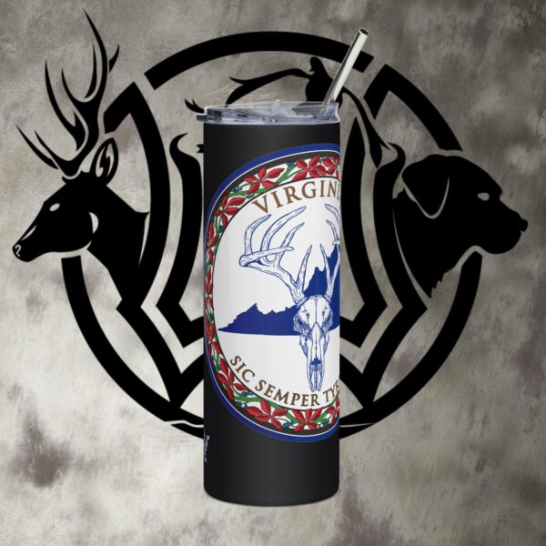 va deer skull stainless steel tumbler