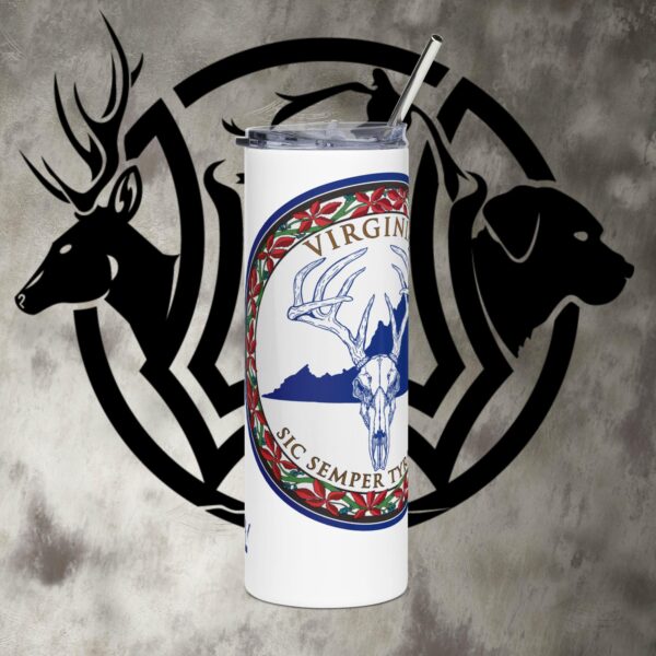 va deer skull stainless steel tumbler