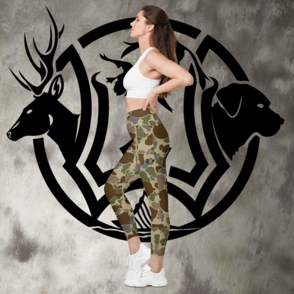 womens old school camo leggings with pockets