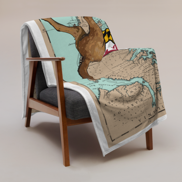 chesapeake bay map chocolate lab throw blanket