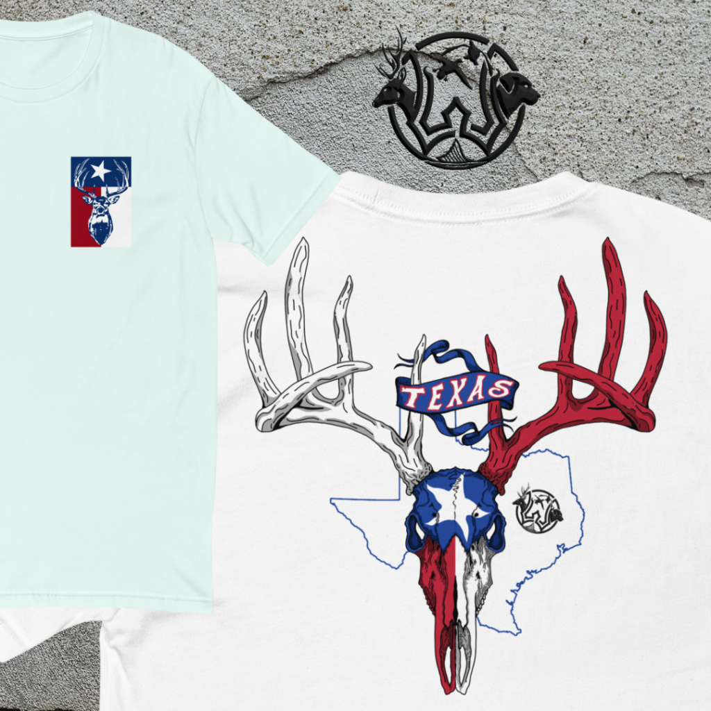 tx buck skull lone star flag short sleeve t shirt