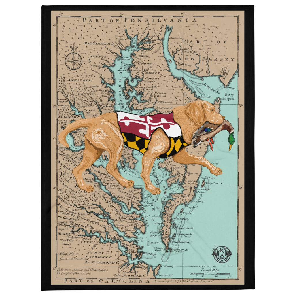 md bay map yellow lab throw blanket 60" x 80"