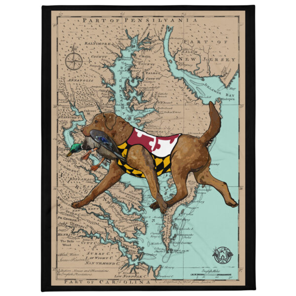 md bay map chesapeake bay retriever throw blanket 60" x 80"