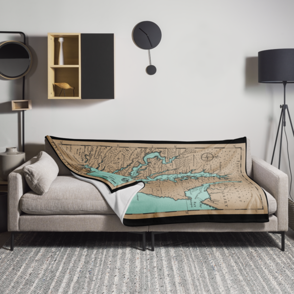 chesapeake bay map throw blanket 60" x 80"