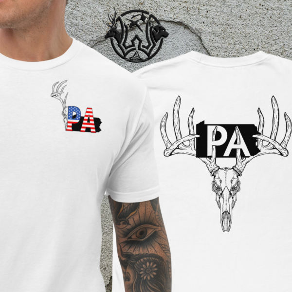 pa buck skull short sleeve t shirt lights