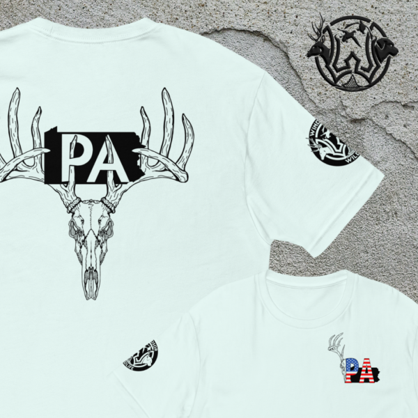 pa buck skull short sleeve t shirt lights