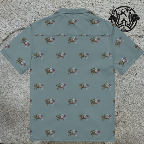 md crab flag short sleeve button shirt