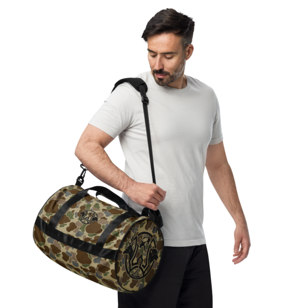 old school camo gym duffle bag