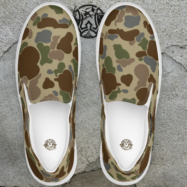 old school camo canvas boat shoes